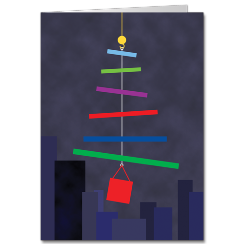 Contractor Christmas Cards with Crane Beams and Bucket