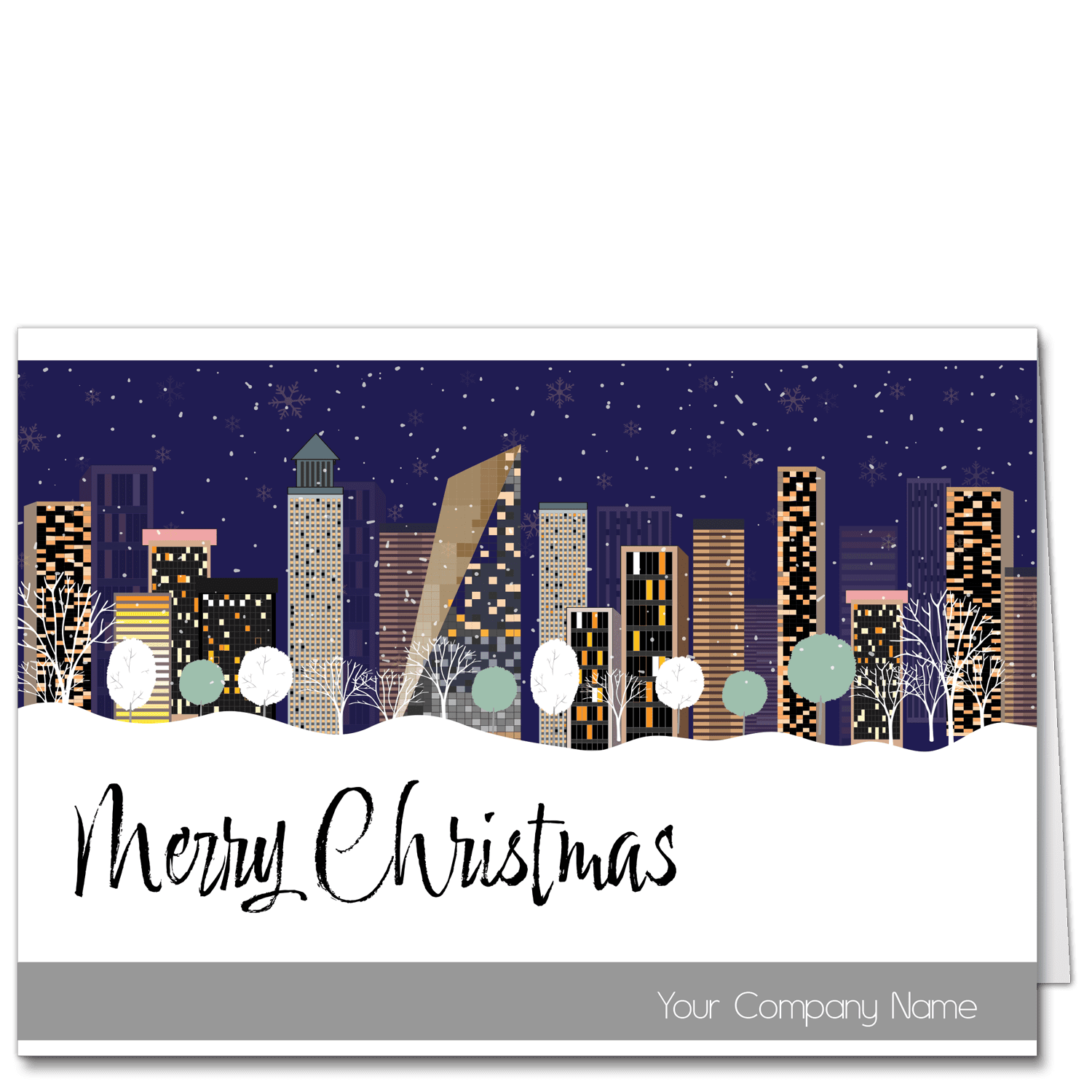 Corporate Christmas Card Holiday Skyline 4204