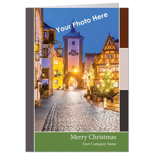 Business Holiday Photo Cards Green Border 3972