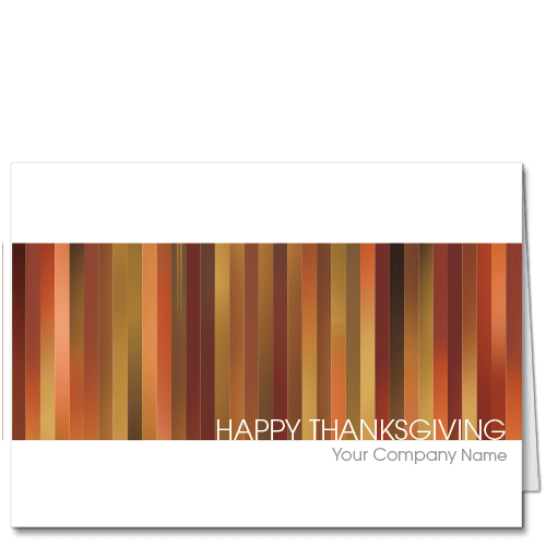 Corporate Thanksgiving Cards Autumn Panels 4127 Abstract expression of Thanksgiving joy in ribbons of glimmering fall colors.