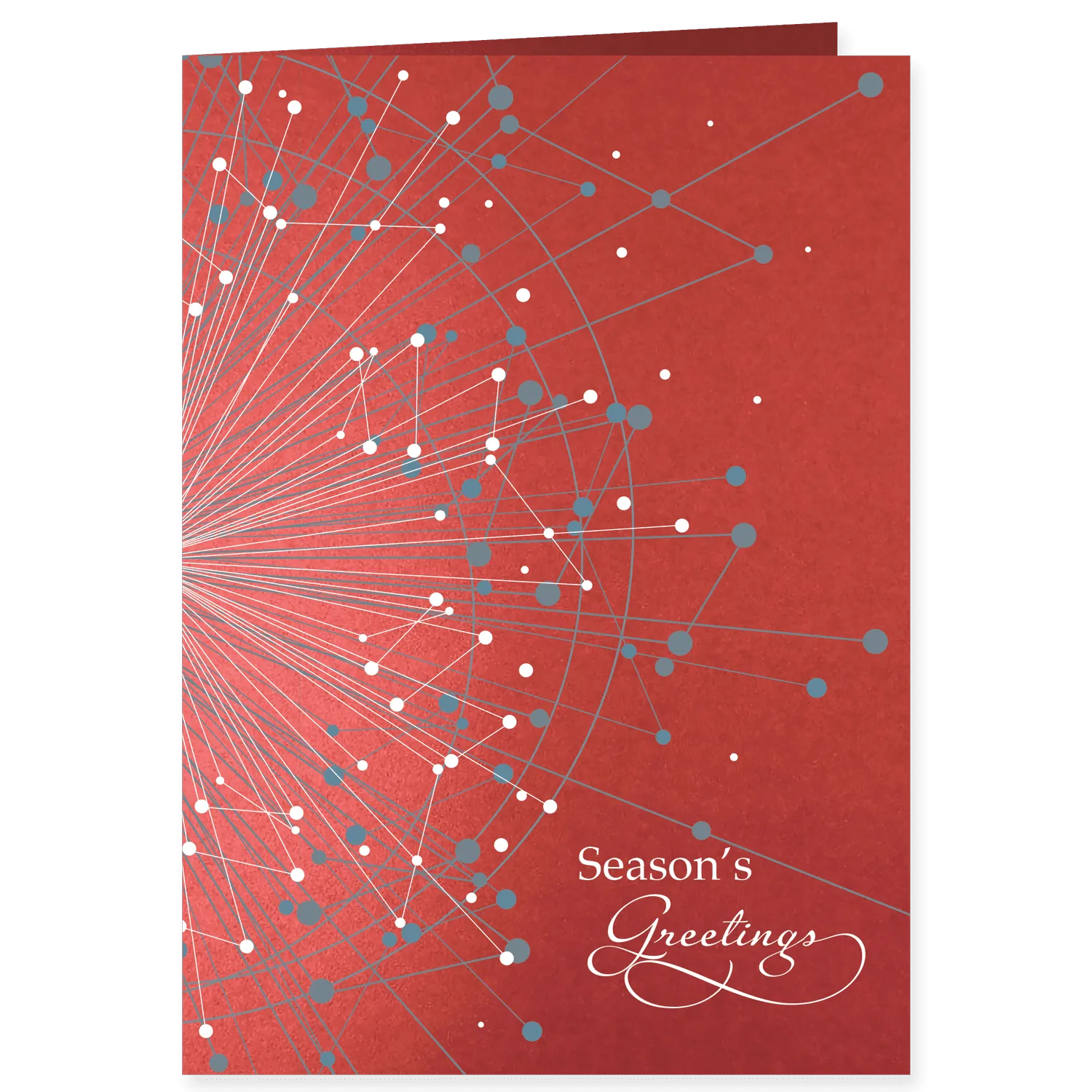 Abstract Star Burst pattern creates business elegant Christmas greetings on shimmery red card stock