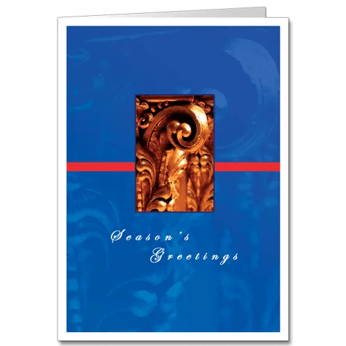 architectural holiday card with detail image of a golden corinthian column
