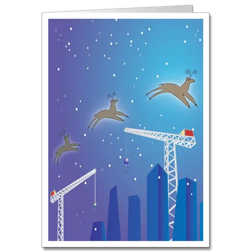 Illustrated Construction Christmas Cards Above the Cranes 2163