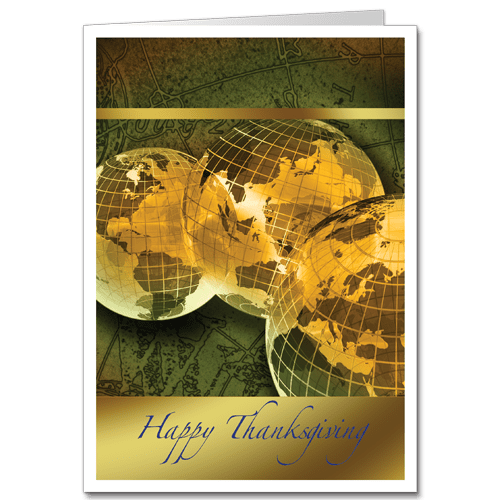 Gilded Corporate Holiday Cards Global Thanks 2709