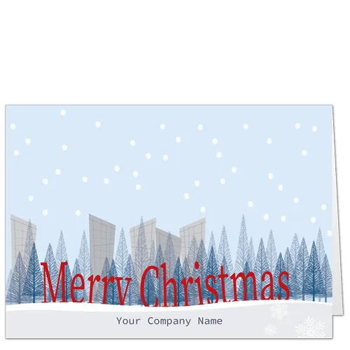 Company Christmas Cards Holiday Vista 4119 A gentle snowfall on a dusty blue background.