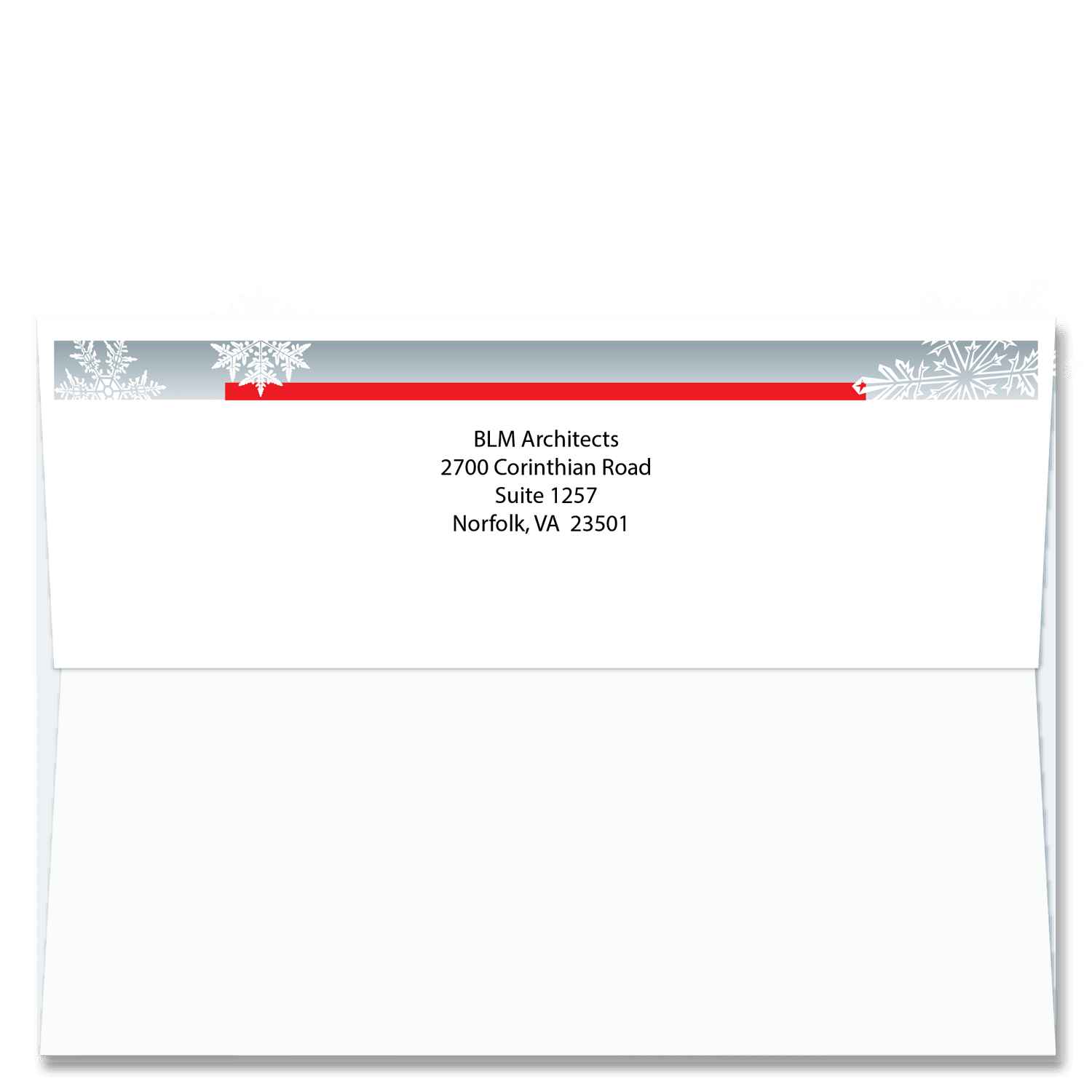 Greeting Card Envelopes with elegant red and grey FlapArt Decoration included with Return Address Printing