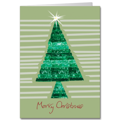 Shimmery Business Christmas Cards Crystal Tree 3407