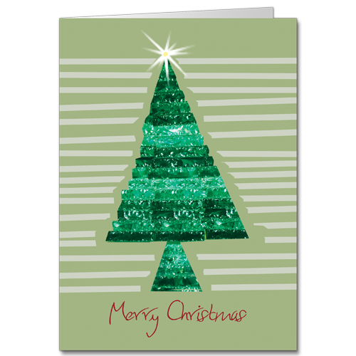 Shimmery Business Christmas Cards Crystal Tree 3407
