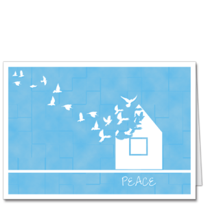 Architecture Holiday Card with Doves Peace House 3412