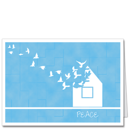 Architecture Holiday Card with Doves Peace House 3412