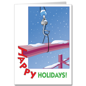 Construction Christmas Card OSHA Compliant I Beam Happy 3102