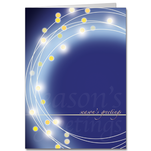 Architect Holiday Card Illuminated Wreath Blue 3249