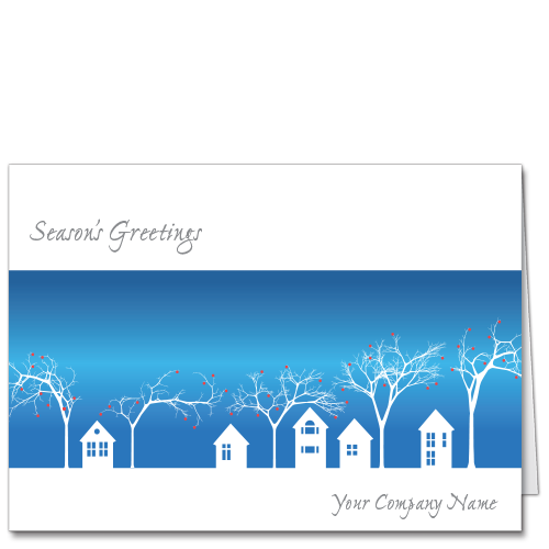 Architecture Holiday Card with Snow Forest in Line Again 3341 construction holiday card