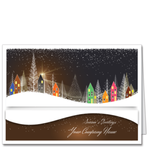 Customized Corporate Holiday Cards Winter Village Lights