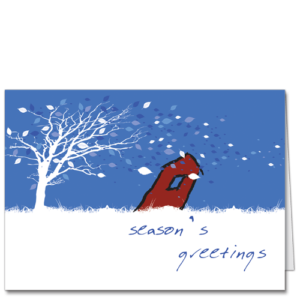 Business Blue Christmas Card Frosty Gust 3445