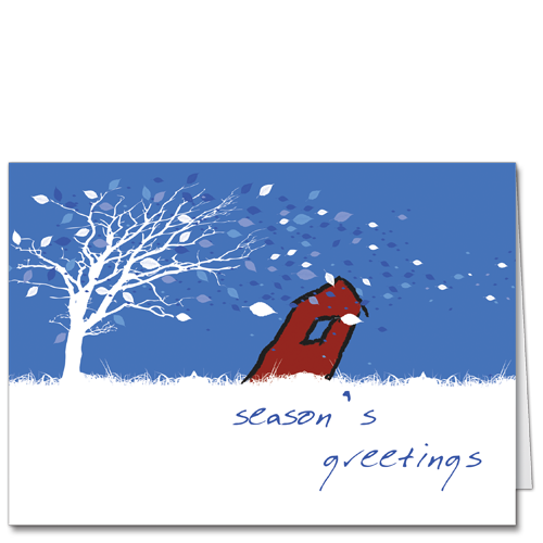 Business Blue Christmas Card Frosty Gust 3445