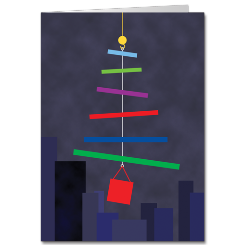 Contractor Christmas Cards with Crane Beams and Bucket