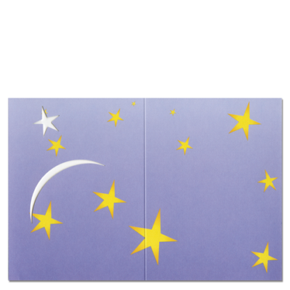 Die cut Christmas card Rising Star card inside view