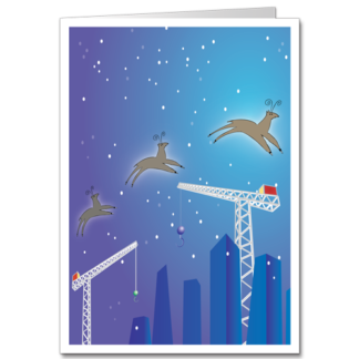 Illustrated Construction Christmas Cards Above the Cranes 2163