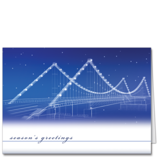 Christmas Cards for Engineers Business Blue Mystic Bridge 2910