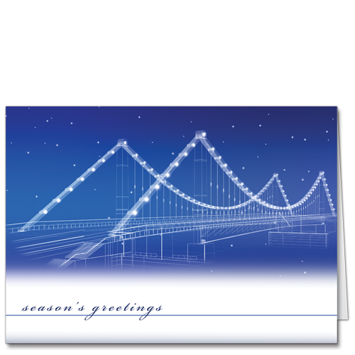 Christmas Cards for Engineers Business Blue Mystic Bridge 2910