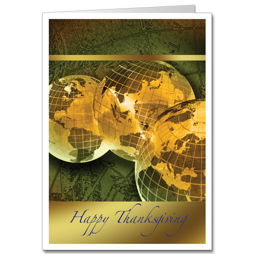 Gilded Corporate Holiday Cards Global Thanks 2709