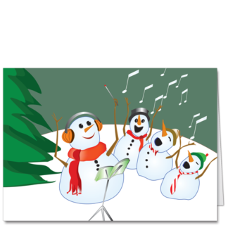 Snowman Illustration Business Christmas Cards Do You Hear What I Hear 3622