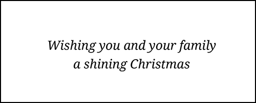 Christmas cards for charity inside text reads Wishing You and Your Family a Shining Christmas