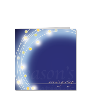 Corporate Holiday Cards Illuminated Wreath Blue Square SQU3249