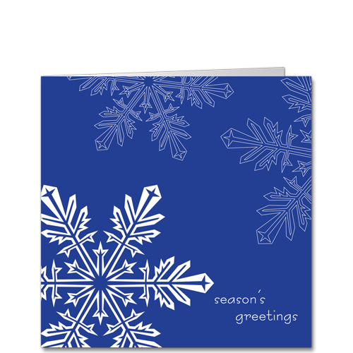 Corporate Holiday Cards Snowflake Detail Blue Square SQU3333