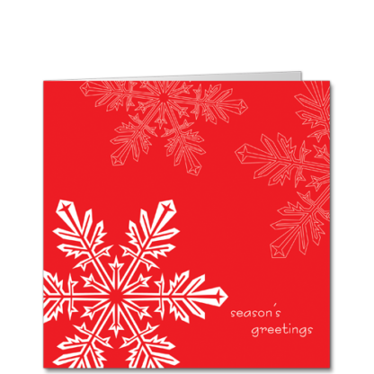 Modern Corporate Holiday Cards Snowflake Detail Red Square SQU3334