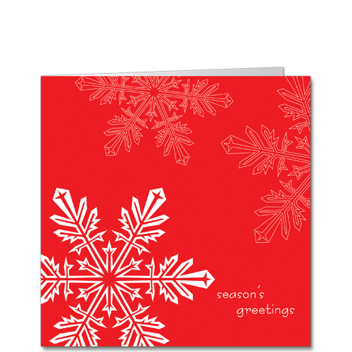Modern Corporate Holiday Cards Snowflake Detail Red Square SQU3334