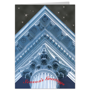 Architect Christmas Cards with a Corinthian capital image in hues of blue.