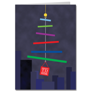 I Beam Christmas Tree Business Holiday Card with Custom Logo