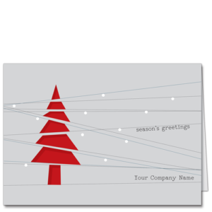 Business Christmas Cards Modern Style with a stylized red christmas tree