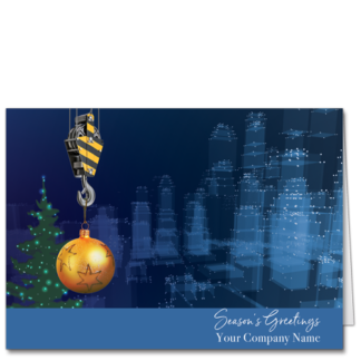 Birds Eye View 3817 A deep blue cityscape conveys your business' goodwill for the holidays.