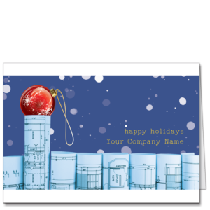 Architecture Christmas Card Snow Fence 3818 Blue is the color of prosperity, and the little red ornament adds a touch of festivity!