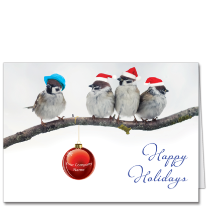 Construction Christmas Cards Bird Builders 3881 An industrious crew of winter birds