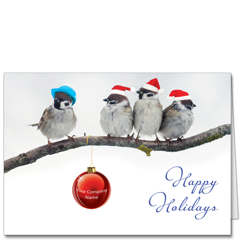 Construction Christmas Cards Bird Builders 3881 An industrious crew of winter birds