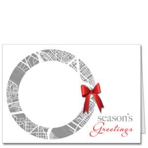 Engineers Christmas Card Civic Wreath 3883 An abstract wreath tied with a cheerful red ribbon.