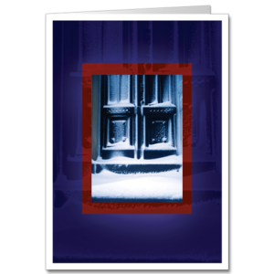Architecture Holiday Card City Drift displays snow drifting into a coffered doorway
