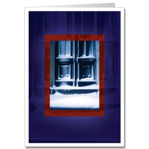 Architecture Holiday Card City Drift displays snow drifting into a coffered doorway