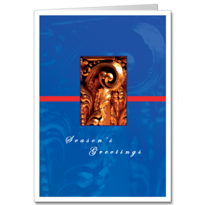 architectural holiday card with detail image of a golden corinthian column