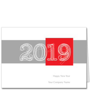 Happy New Year Card with Company Name and Architectural Lettering