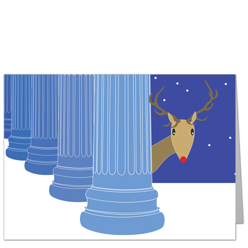 Reindeer Christmas Card Bashful 3904 A shy little reindeer adorns your business Christmas card