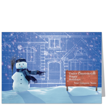 Snow the Man Blueprint Cards 3950 Chubby snowman shows off a blueprint project