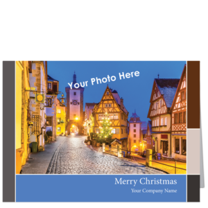 Business Holiday Photo Cards Blue Border 3971