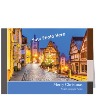 Business Holiday Photo Cards Blue Border 3971