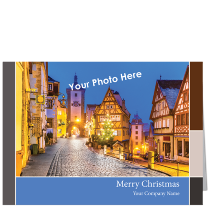 Business Holiday Photo Cards Blue Border 3971