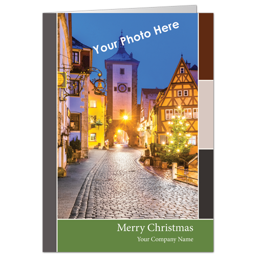 Business Holiday Photo Cards Green Border 3972